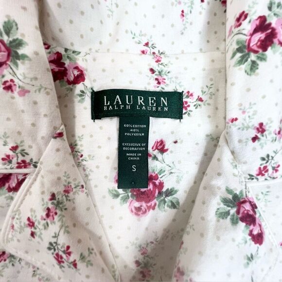 Lauren Ralph Lauren Floral Print Embroidered Logo Sleep Shirt Cottagecore Small - Picture 6 of 9